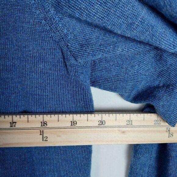 Jos A Bank Traveler Pullover Sweater L Blue 100% Merino Wool Quarter Zip - Picture 7 of 10